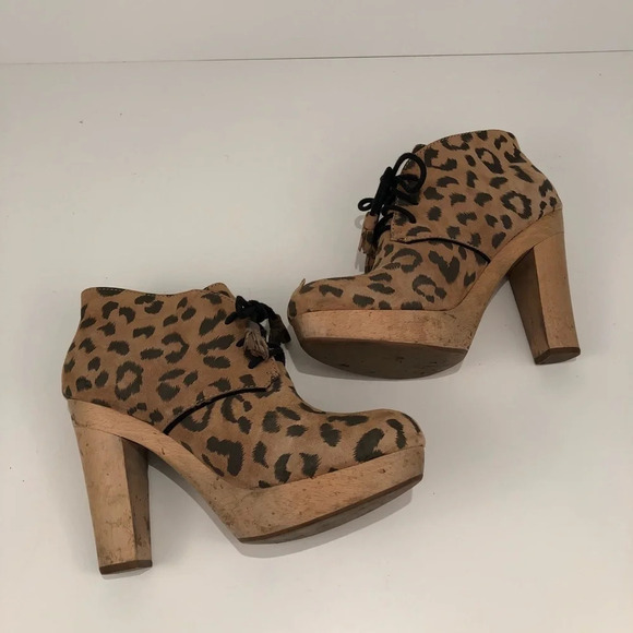 Rebecca Taylor Leone Leopard Print Heeled Booties - Picture 2 of 8